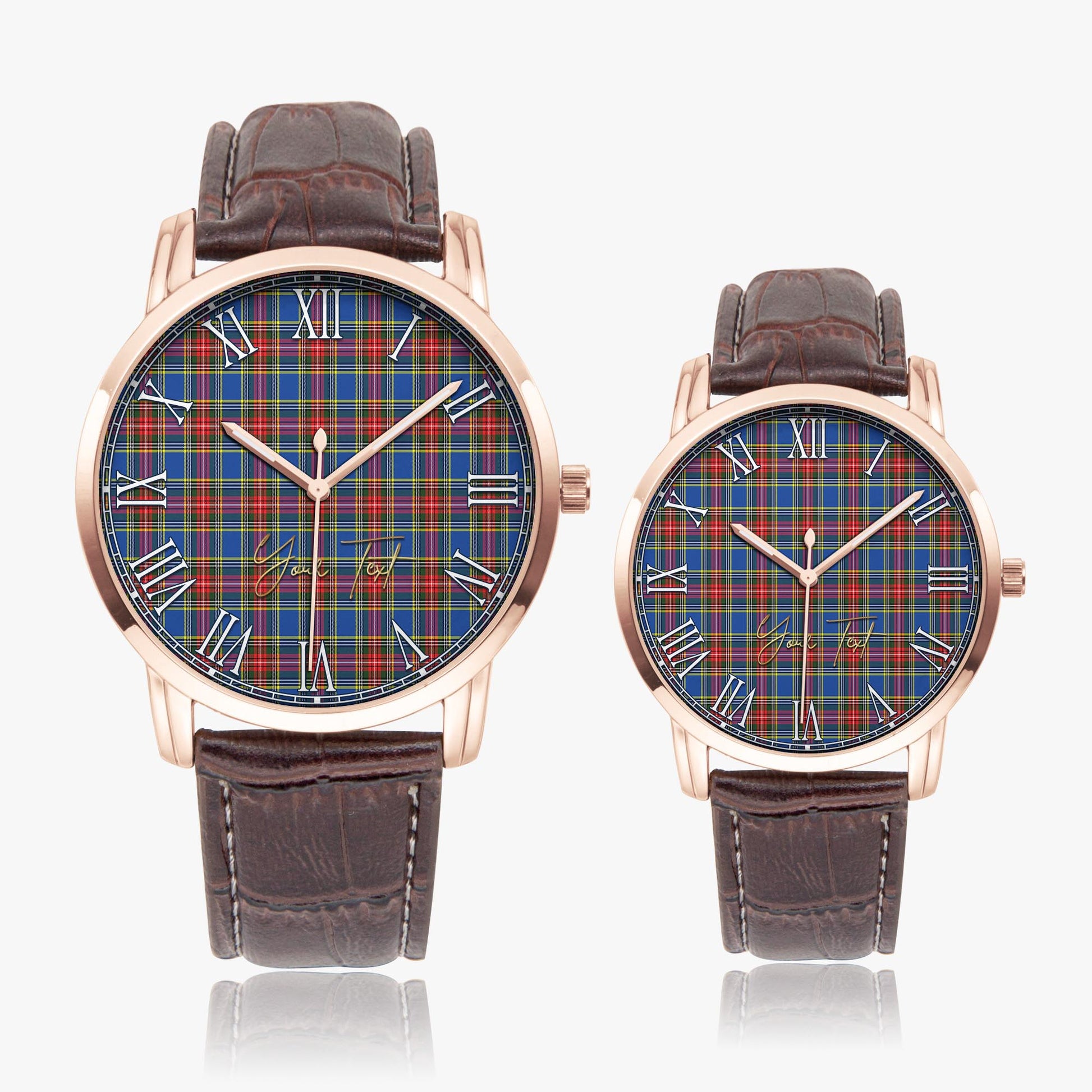 MacBeth (McBeth) Tartan Personalized Your Text Leather Trap Quartz Watch - Tartan Vibes Clothing