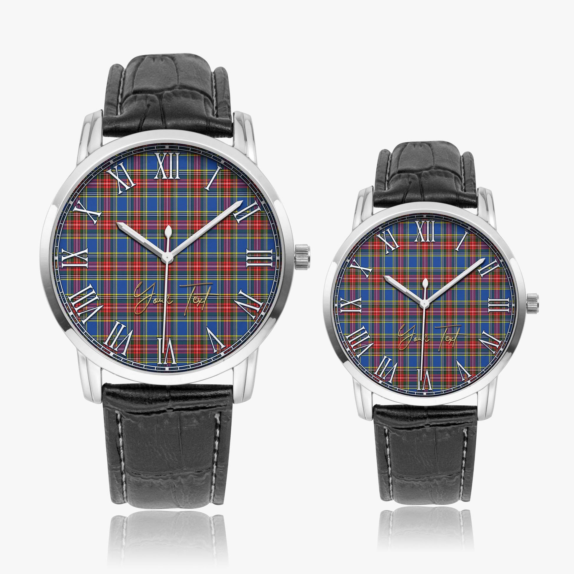 MacBeth (McBeth) Tartan Personalized Your Text Leather Trap Quartz Watch - Tartan Vibes Clothing