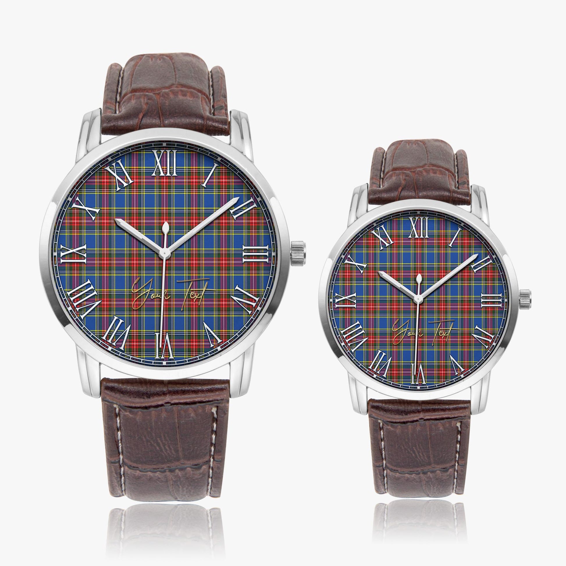 MacBeth (McBeth) Tartan Personalized Your Text Leather Trap Quartz Watch - Tartan Vibes Clothing