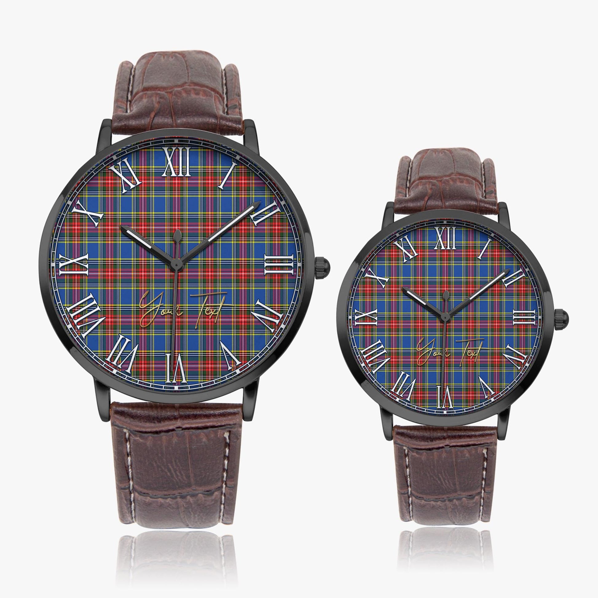 MacBeth (McBeth) Tartan Personalized Your Text Leather Trap Quartz Watch - Tartan Vibes Clothing