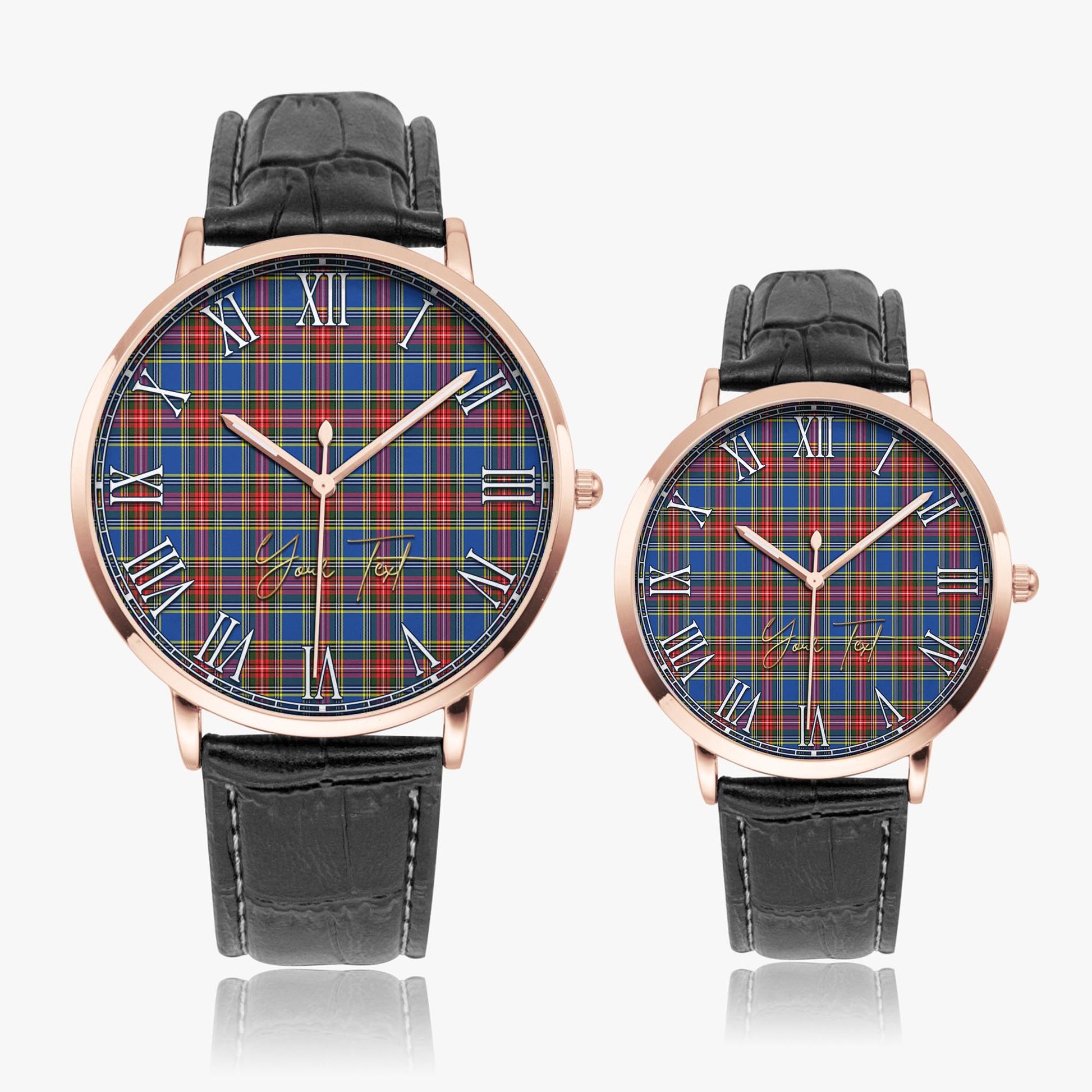 MacBeth (McBeth) Tartan Personalized Your Text Leather Trap Quartz Watch - Tartan Vibes Clothing