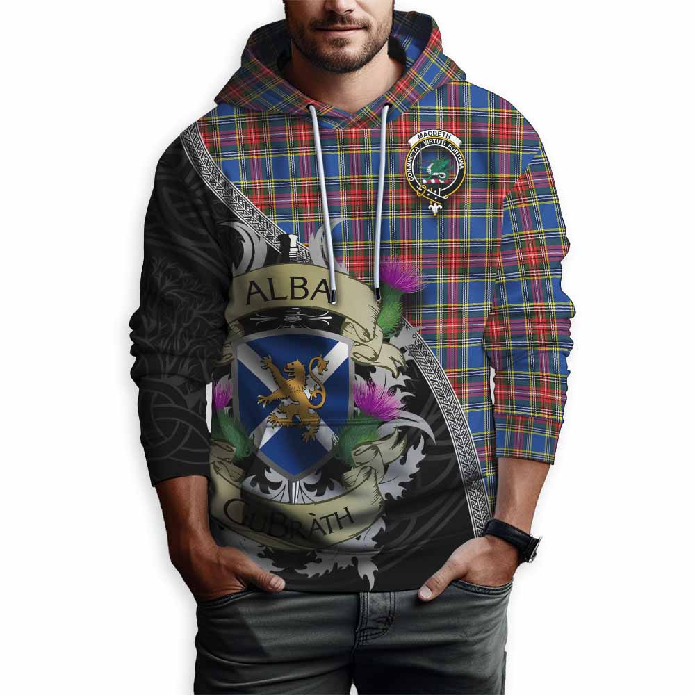 MacBeth (McBeth) Tartan Family Crest Hoodie Lion Rampant Royal Thistle Shield Celtic Inspired Pullover Hoodie - Tartan Vibes Clothing