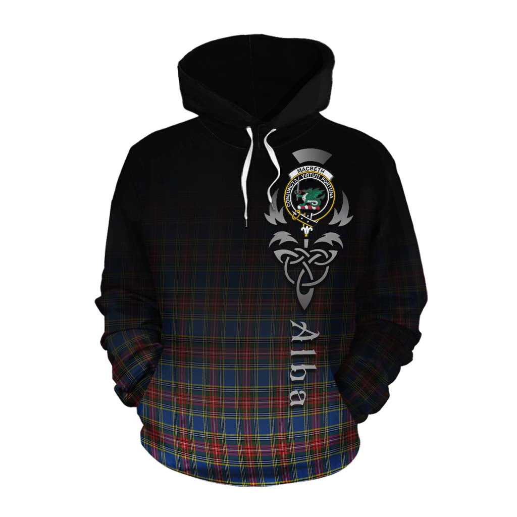 Tartan Vibes Clothing MacBeth (McBeth) Tartan Cotton Hoodie Featuring Alba Gu Brath Family Crest Celtic Inspired