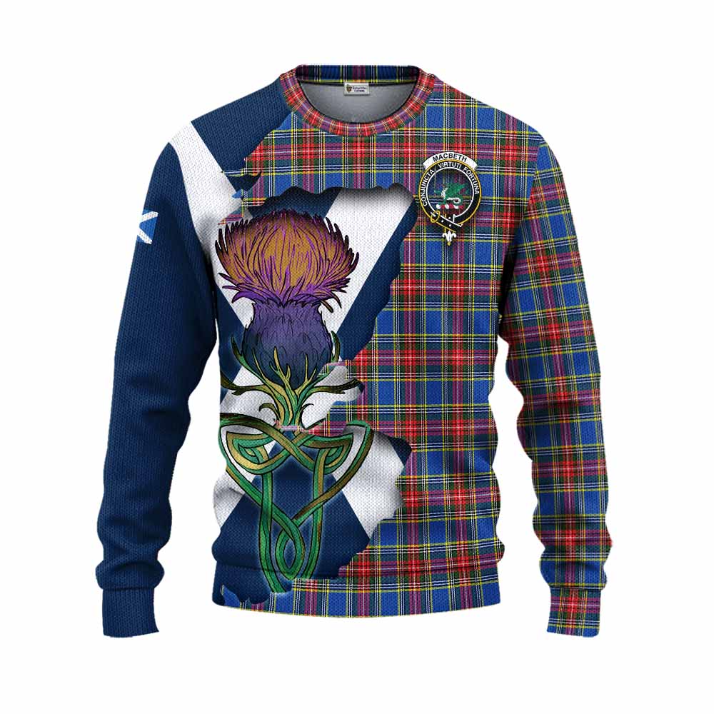 MacBeth (McBeth) Tartan Family Crest Knitted Sweater Scottish Thistle Celtic Inspired Unisex - Tartan Vibes Clothing