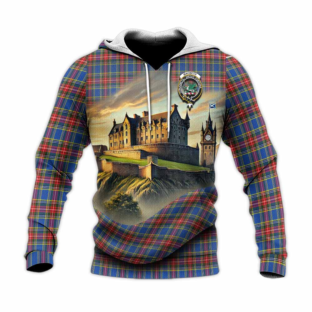Tartan Vibes Clothing MacBeth (McBeth) Tartan Family Crest Knitted Hoodie with Scottish Ancient Castle Style