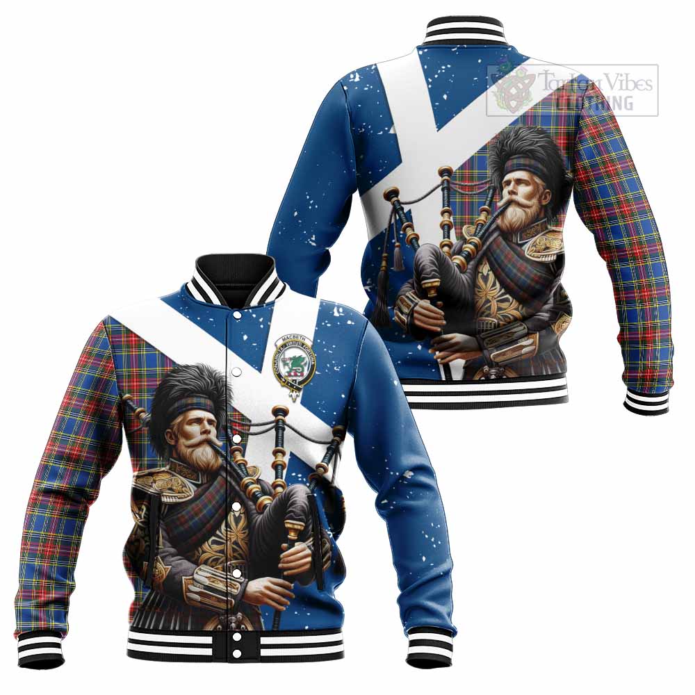 MacBeth (McBeth) Tartan Baseball Jacket with Family Crest Scottish Bagpiper Vibes Unisex - Tartan Vibes Clothing