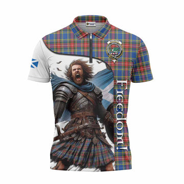 Tartan Vibes Clothing MacBeth (McBeth) Crest Tartan Zipper Polo Shirt Inspired by the Freedom of Scottish Warrior