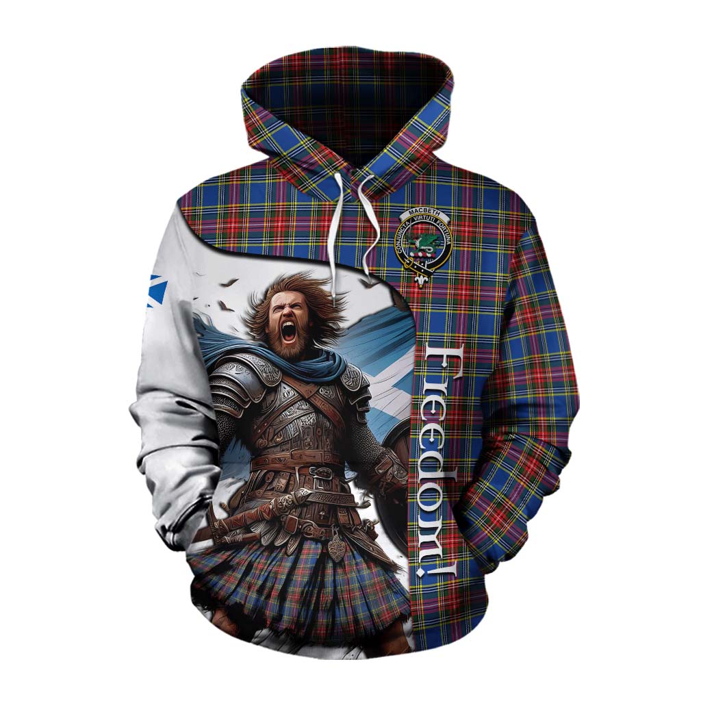 Tartan Vibes Clothing MacBeth (McBeth) Crest Tartan Cotton Hoodie Inspired by the Freedom of Scottish Warrior