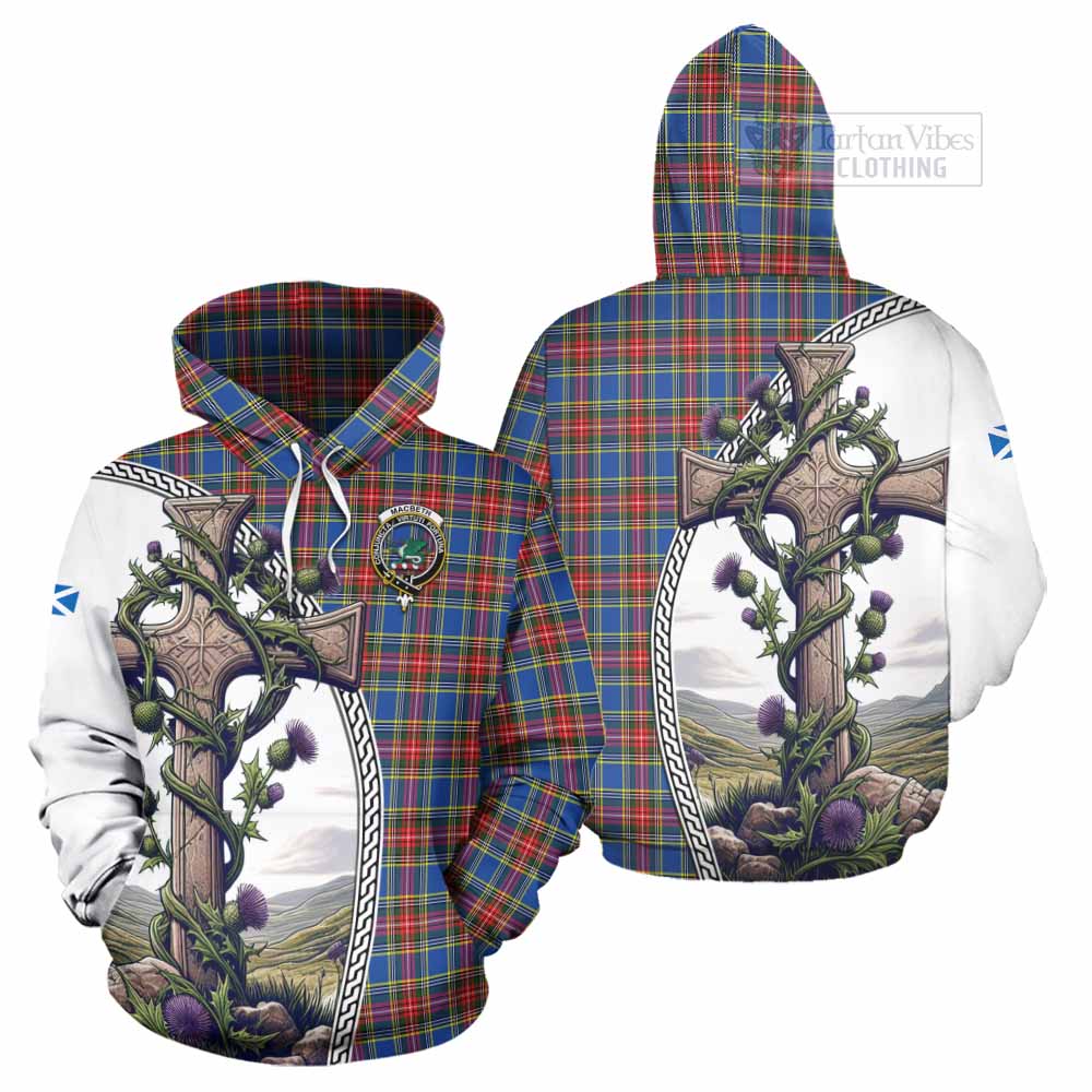 MacBeth (McBeth) Tartan Hoodie with Family Crest and St. Andrew's Cross Accented by Thistle Vines Zip Hoodie - Tartan Vibes Clothing