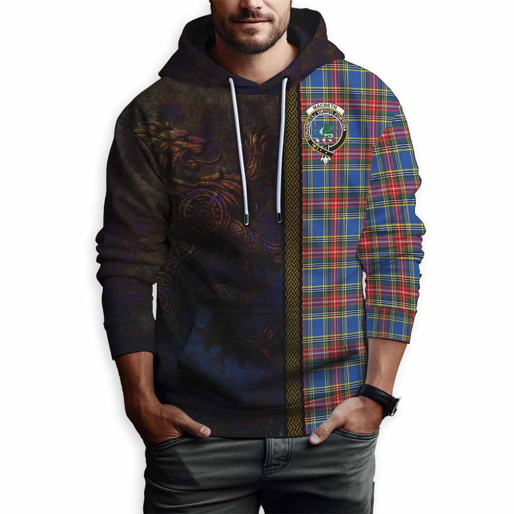 Tartan Vibes Clothing MacBeth (McBeth) Tartan Family Crest Hoodie Alba Gu Brath Be Brave Lion Ancient Style
