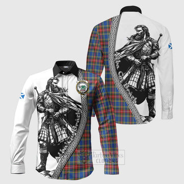 MacBeth (McBeth) Tartan Clan Crest Long Sleeve Button Shirt with Highlander Warrior Celtic Style