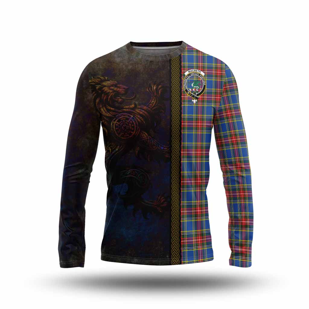 Tartan Vibes Clothing MacBeth (McBeth) Tartan Family Crest Long Sleeve T-Shirt Alba Gu Brath Be Brave Lion Ancient Style