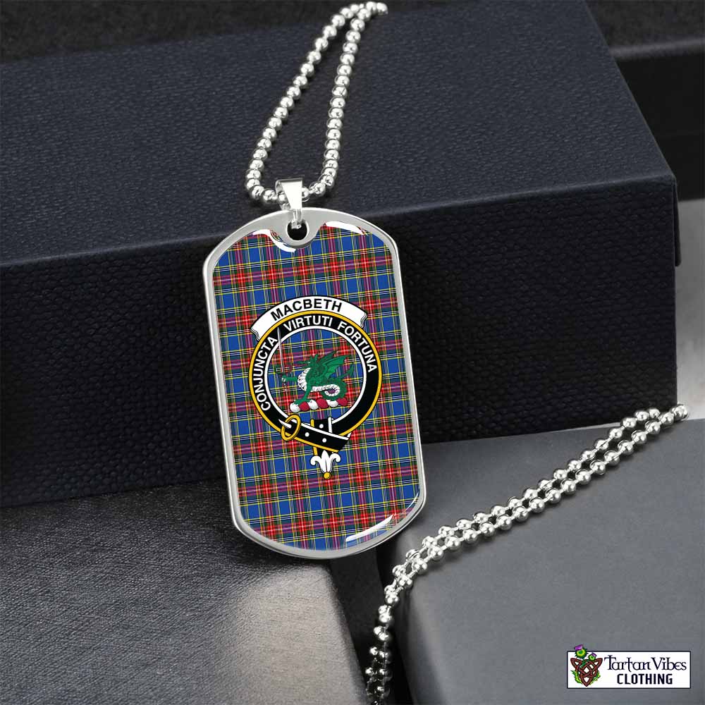 MacBeth (McBeth) Tartan Dog Tag Necklace with Family Crest Silver No - Tartan Vibes Clothing