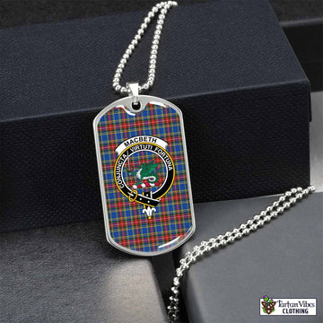 Tartan Vibes Clothing MacBeth (McBeth) Tartan Dog Tag Necklace with Family Crest