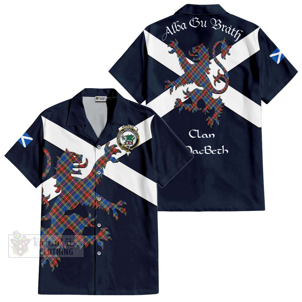 MacBeth (McBeth) Tartan Lion Rampant Hawaiian Shirt Proudly Display Your Heritage with Alba Gu Brath and Clan Name Kid - Tartan Vibes Clothing