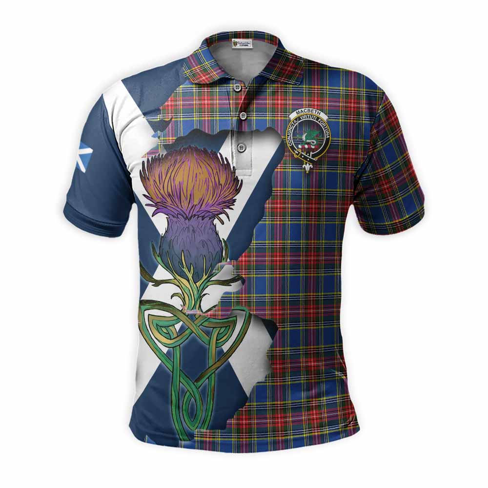 Tartan Vibes Clothing MacBeth (McBeth) Tartan Family Crest Polo Shirt Scottish Thistle Celtic Inspired