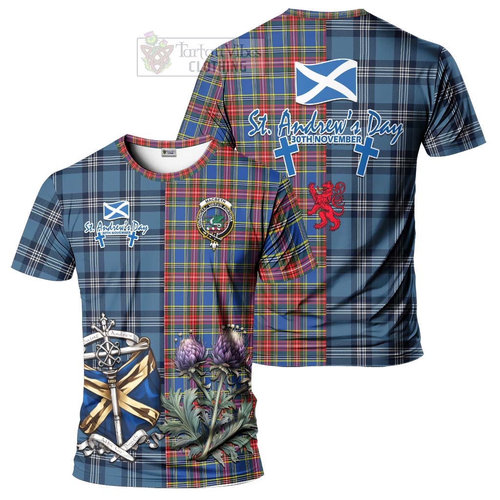 MacBeth (McBeth) Tartan T-Shirt Happy St. Andrew's Day Half Tartan Style Kid's Shirt - Tartan Vibes Clothing