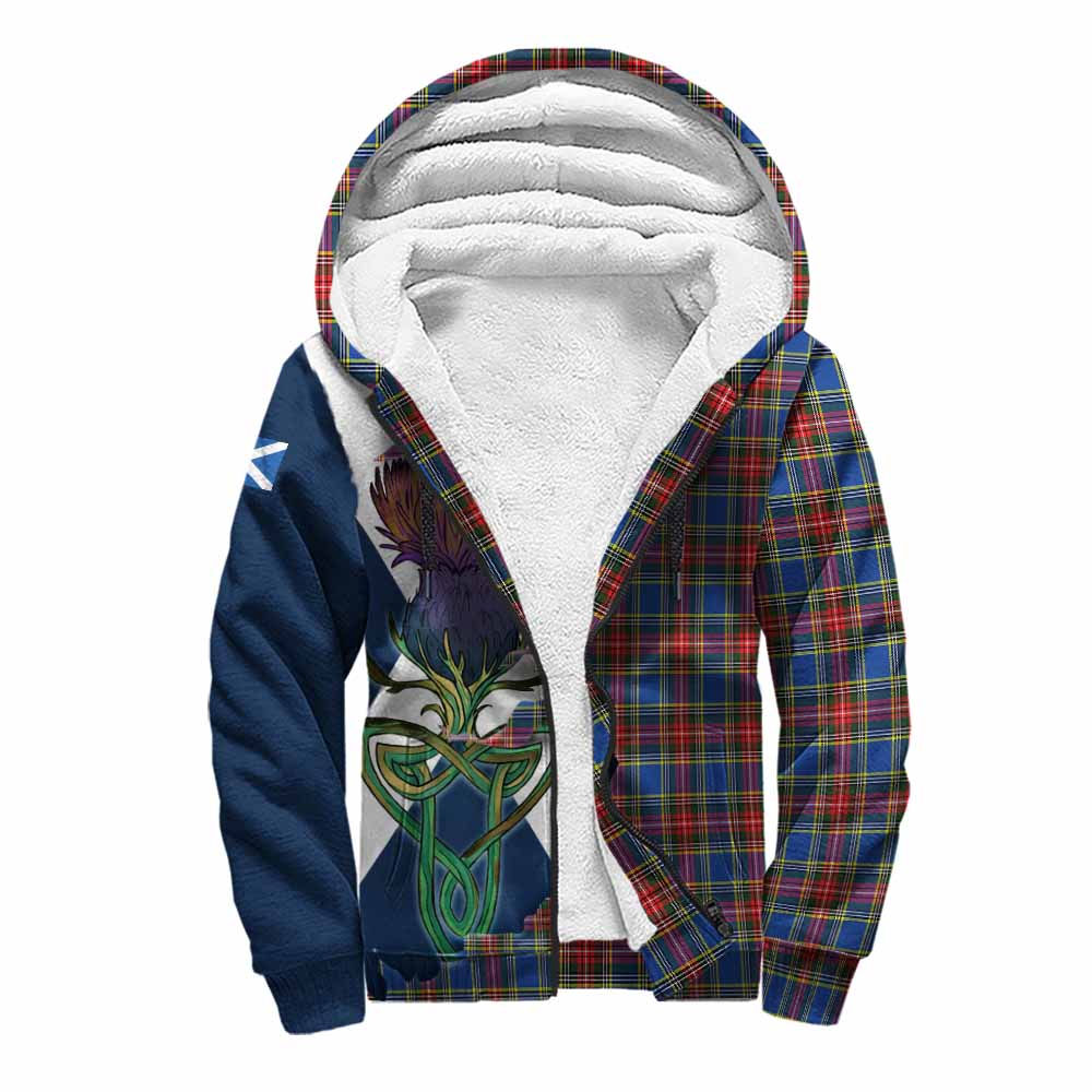 Tartan Vibes Clothing MacBeth (McBeth) Tartan Family Crest Sherpa Hoodie Scottish Thistle Celtic Inspired