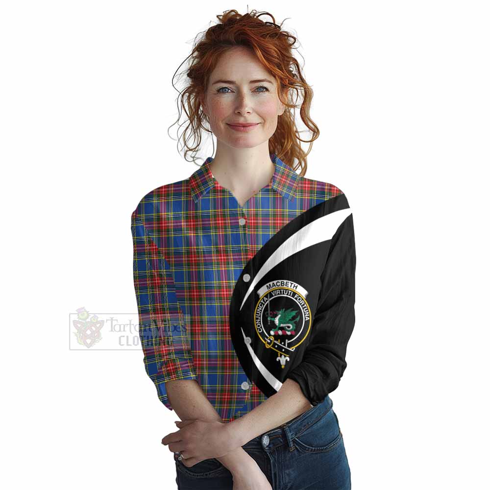 MacBeth (McBeth) Tartan Women's Casual Shirt with Family Crest Circle Style Female - Tartan Vibes Clothing