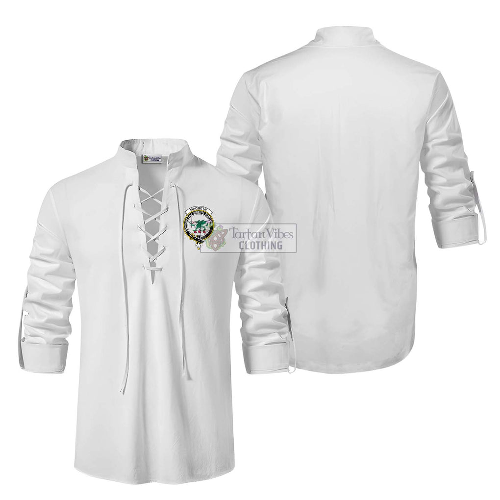 MacBeth (McBeth) Clan Crest Ghillie Kilt Shirt Men White - 2D-tartanvibesclothing