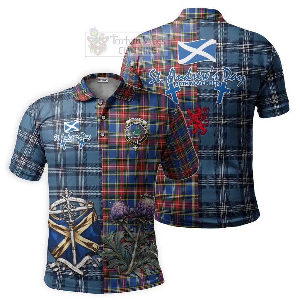 MacBeth (McBeth) Tartan Polo Shirt Happy St. Andrew's Day Half Tartan Style Kid - Tartan Vibes Clothing