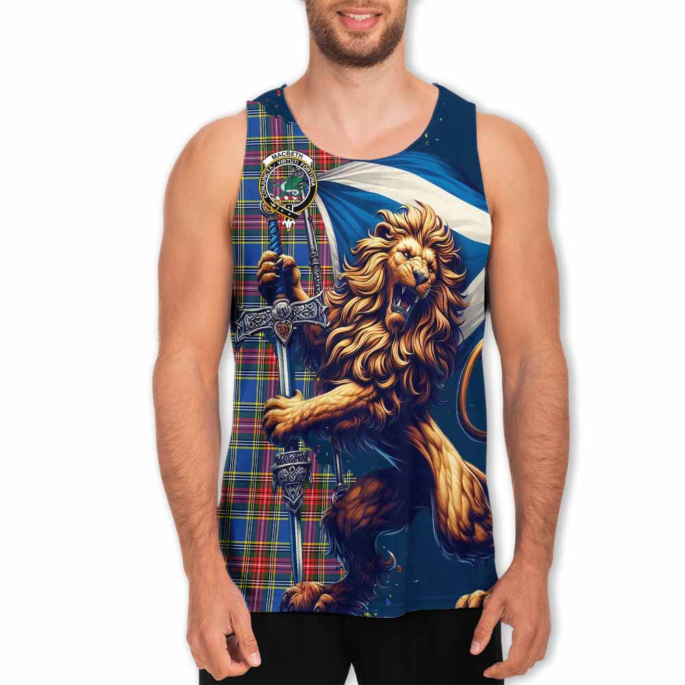MacBeth (McBeth) Tartan Family Crest Men's Tank Top with Scottish Majestic Lion Men - Tartan Vibes Clothing