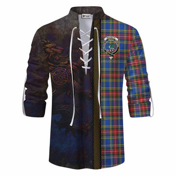 MacBeth (McBeth) Tartan Family Crest Ghillie Kilt Shirt Alba Gu Brath Be Brave Lion Ancient Style