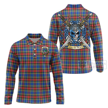 MacBeth (McBeth) Tartan Long Sleeve Polo Shirt with Family Crest Celtic Skull Style Unisex - Tartan Vibes Clothing