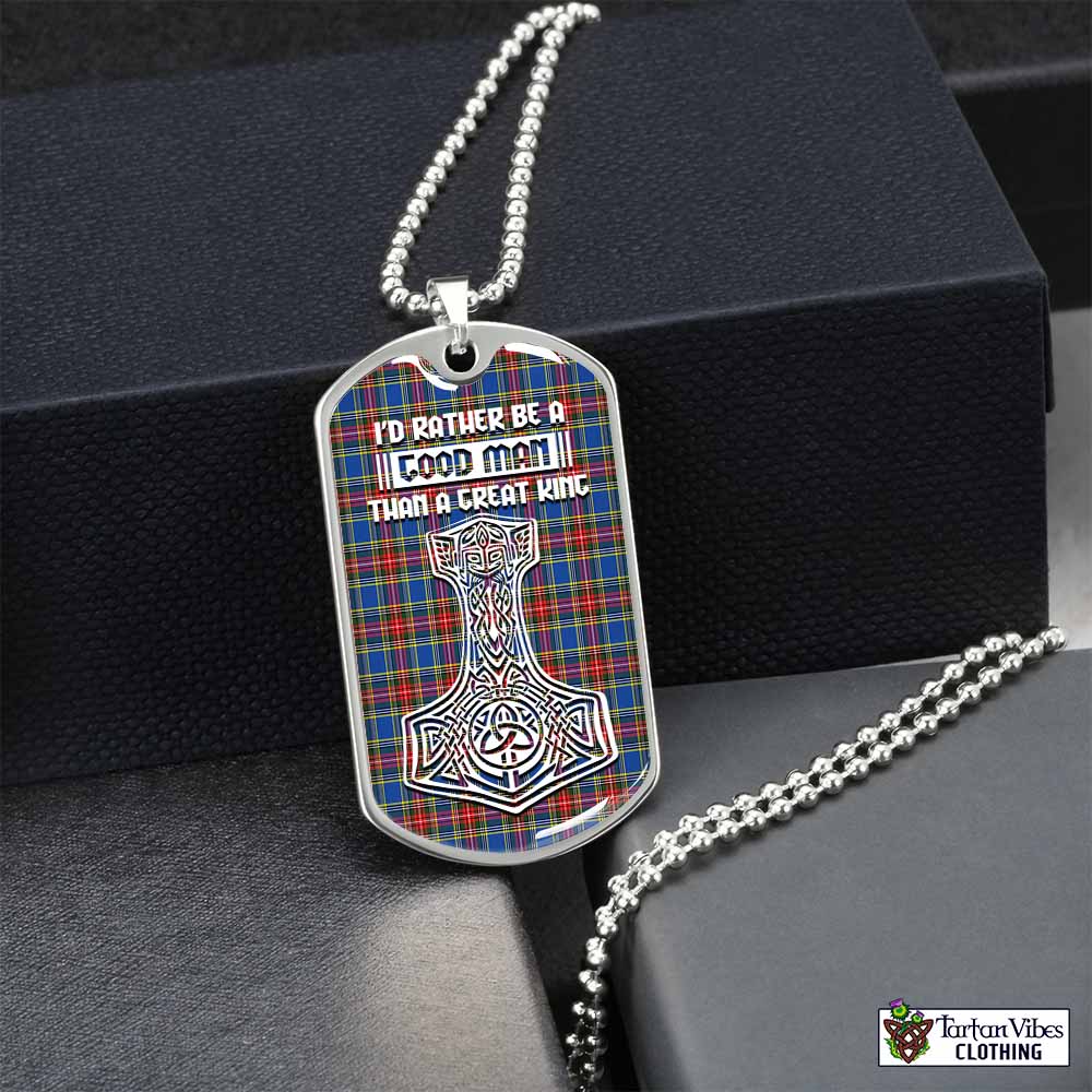 MacBeth (McBeth) Tartan Dog Tag Necklace Viking Mjolnir Style Silver No - Tartan Vibes Clothing