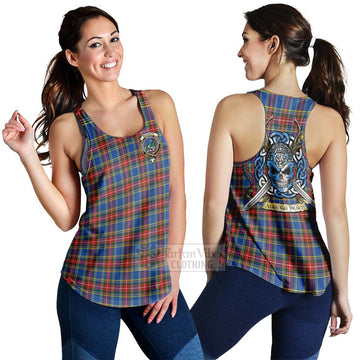 MacBeth (McBeth) Tartan Women's Racerback Tanks with Family Crest Celtic Skull Style 4XL - Tartan Vibes Clothing