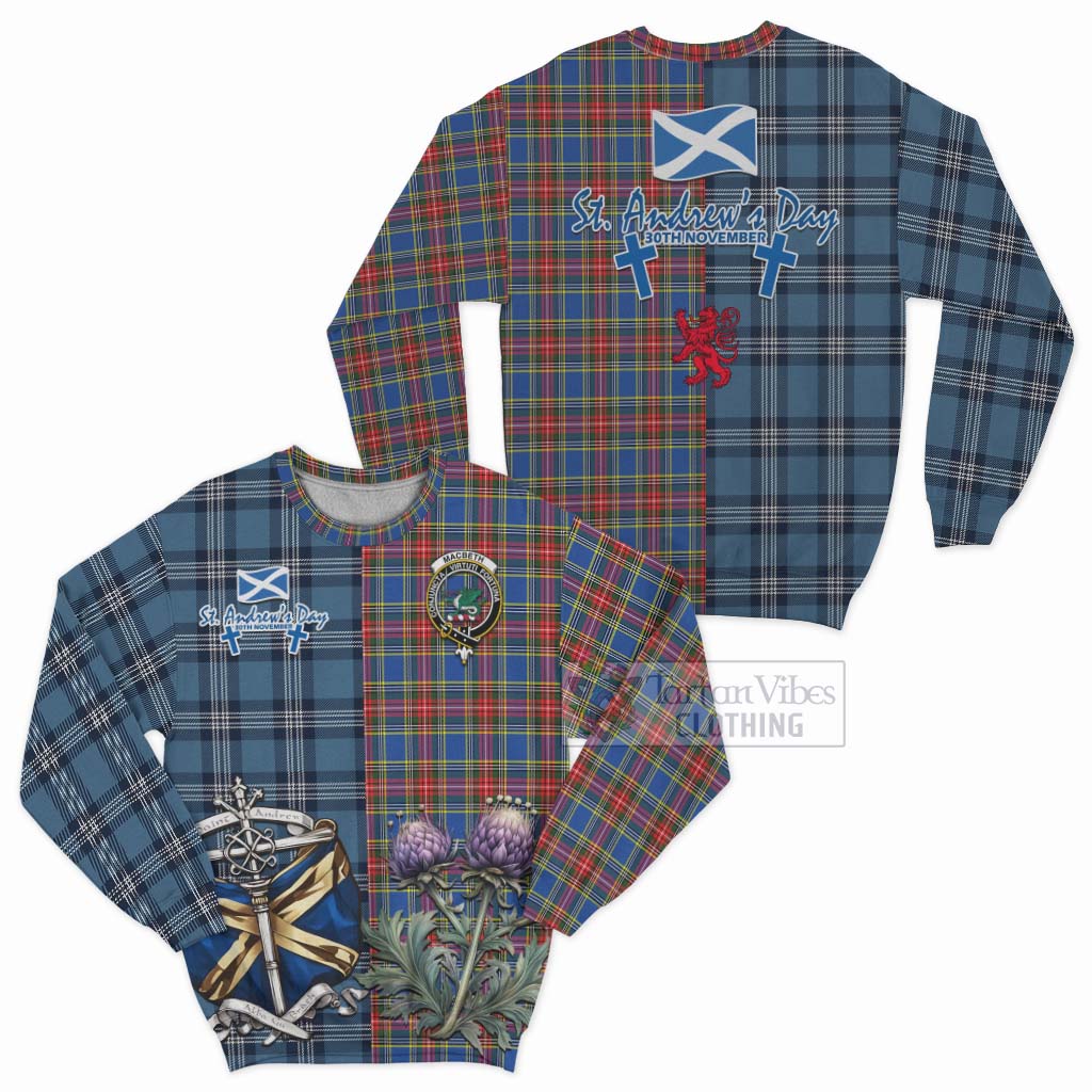 MacBeth (McBeth) Tartan Sweatshirt Happy St. Andrew's Day Half Tartan Style Unisex - Tartan Vibes Clothing