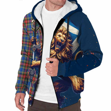 MacBeth (McBeth) Tartan Family Crest Sherpa Hoodie with Scottish Majestic Lion Unisex S - Tartan Vibes Clothing