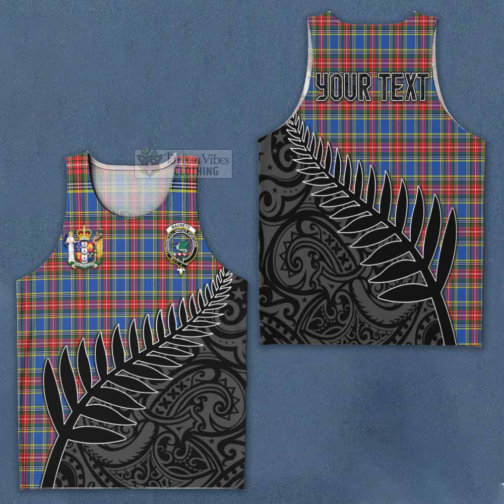 Tartan Vibes Clothing MacBeth (McBeth) Crest Tartan Men's Tank Top with New Zealand Silver Fern Half Style