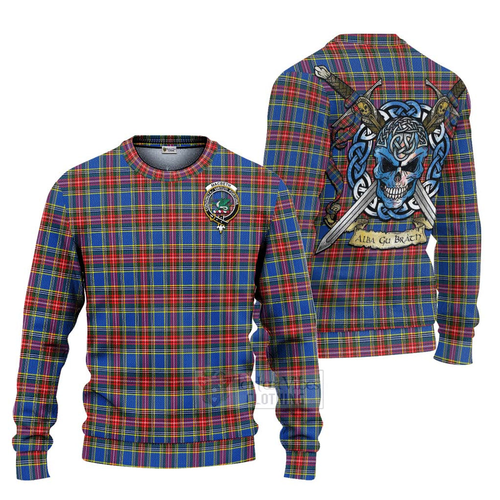 MacBeth (McBeth) Tartan Ugly Sweater with Family Crest Celtic Skull Style Unisex - Tartan Vibes Clothing