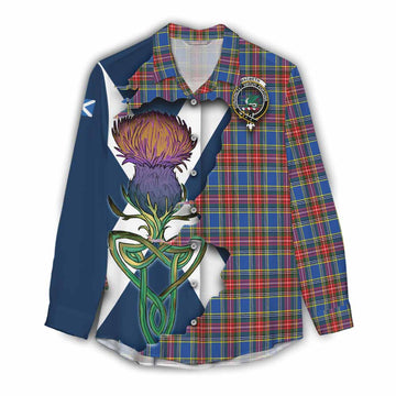 MacBeth (McBeth) Tartan Family Crest Women's Casual Shirt Scottish Thistle Celtic Inspired