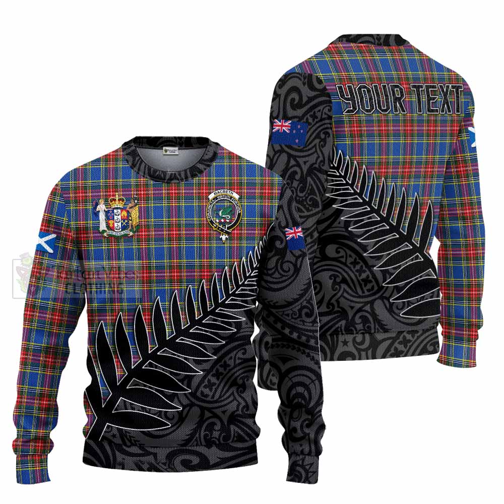 MacBeth (McBeth) Crest Tartan Knitted Sweater with New Zealand Silver Fern Half Style Unisex - Tartan Vibes Clothing