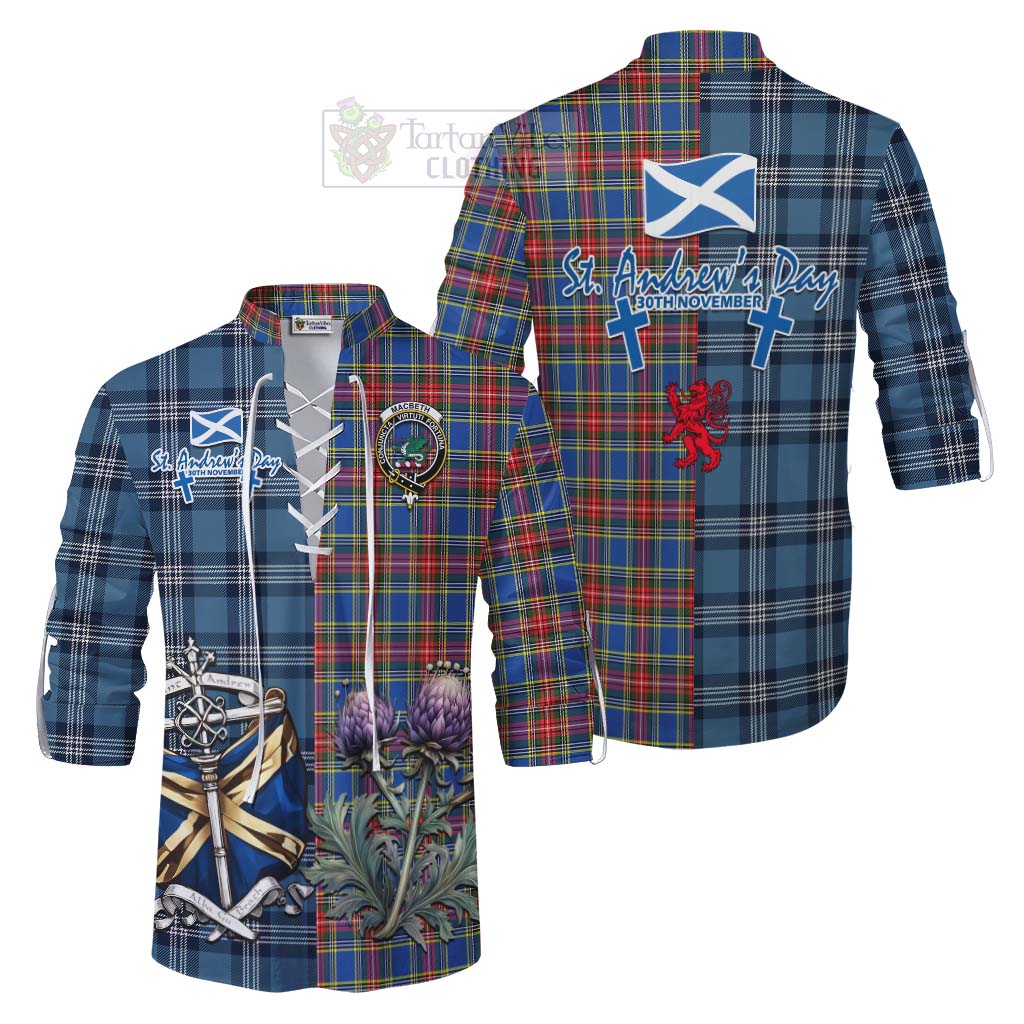 MacBeth (McBeth) Tartan Ghillie Kilt Shirt Happy St. Andrew's Day Half Tartan Style Men - Tartan Vibes Clothing