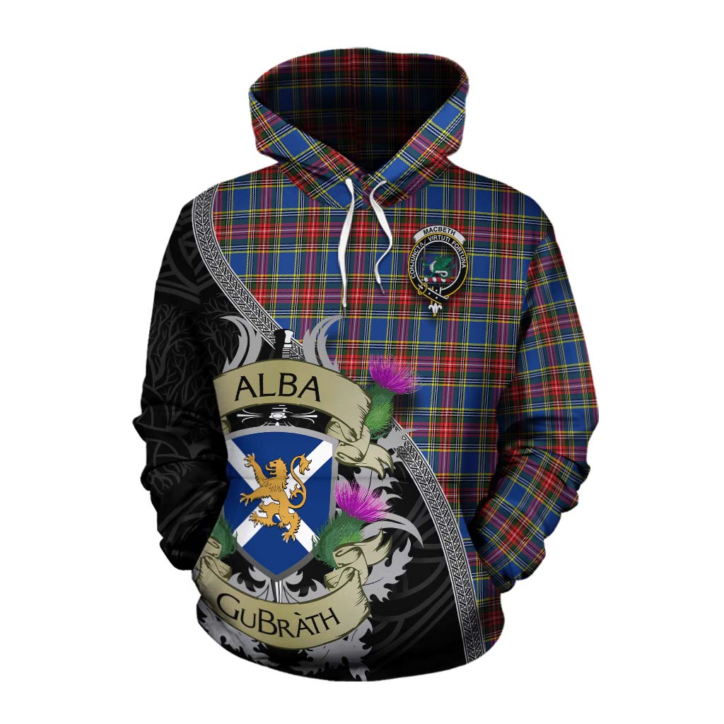 MacBeth (McBeth) Tartan Family Crest Cotton Hoodie Lion Rampant Royal Thistle Shield Celtic Inspired Pullover Hoodie XS - Tartan Vibes Clothing