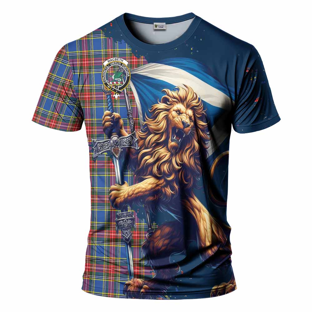 MacBeth (McBeth) Tartan Family Crest T-Shirt with Scottish Majestic Lion Kid's Shirt - Tartan Vibes Clothing