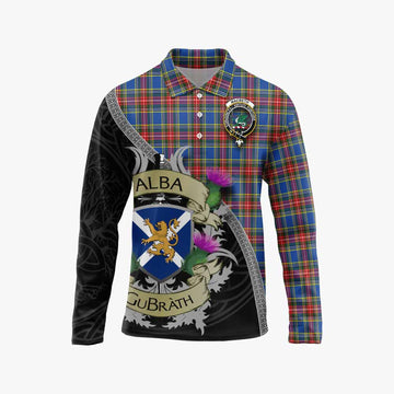 MacBeth (McBeth) Tartan Family Crest Long Sleeve Polo Shirt Lion Rampant Royal Thistle Shield Celtic Inspired Unisex - Tartan Vibes Clothing