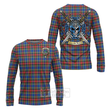 MacBeth (McBeth) Tartan Long Sleeve T-Shirt with Family Crest Celtic Skull Style Unisex - Tartan Vibes Clothing