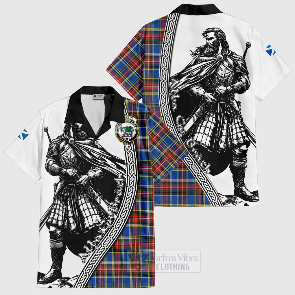 MacBeth (McBeth) Tartan Clan Crest Hawaiian Shirt with Highlander Warrior Celtic Style Kid - Tartan Vibes Clothing