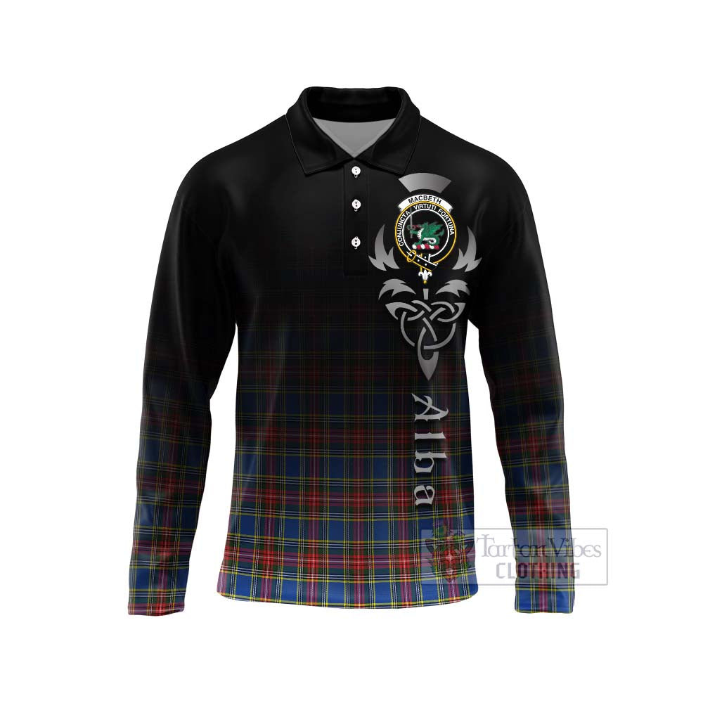 MacBeth (McBeth) Tartan Long Sleeve Polo Shirt Featuring Alba Gu Brath Family Crest Celtic Inspired Unisex - Tartan Vibes Clothing