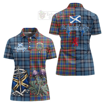 Tartan Vibes Clothing MacBeth (McBeth) Tartan Women's Polo Shirt Happy St. Andrew's Day Half Tartan Style