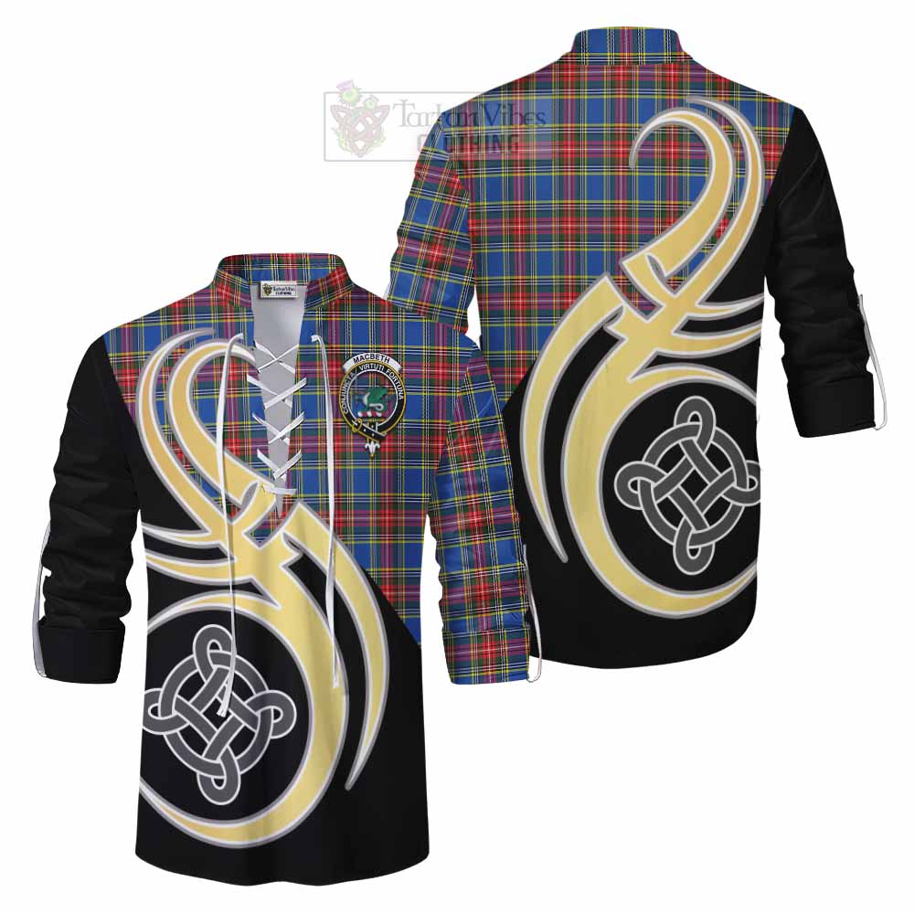 MacBeth (McBeth) Tartan Ghillie Kilt Shirt with Family Crest and Celtic Symbol Style Men - Tartan Vibes Clothing