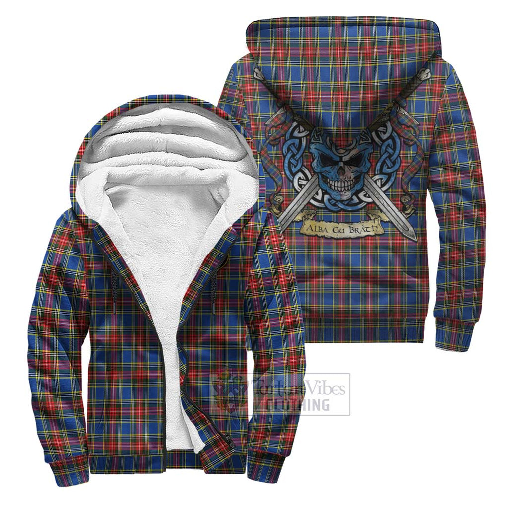 MacBeth (McBeth) Tartan Sherpa Hoodie with Family Crest Celtic Skull Style Unisex S - Tartan Vibes Clothing
