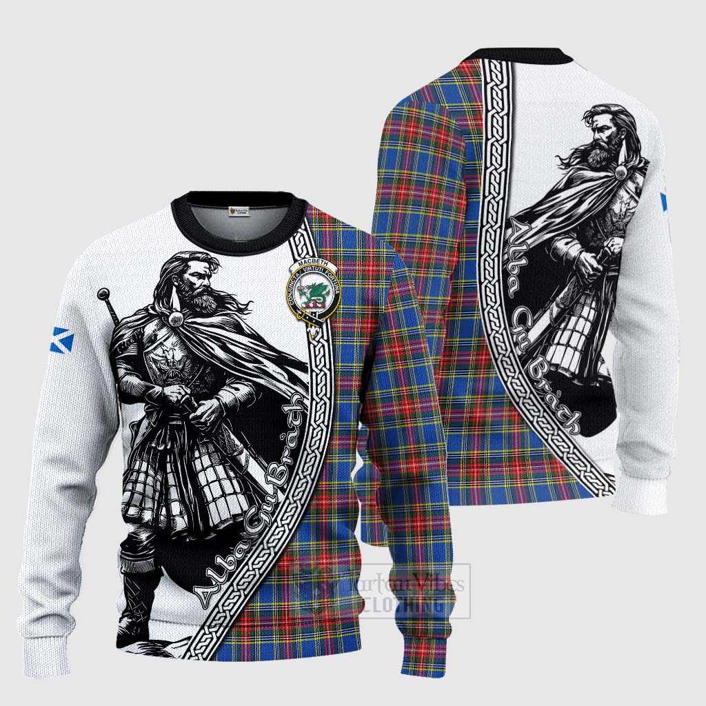 MacBeth (McBeth) Tartan Clan Crest Knitted Sweater with Highlander Warrior Celtic Style Unisex - Tartan Vibes Clothing