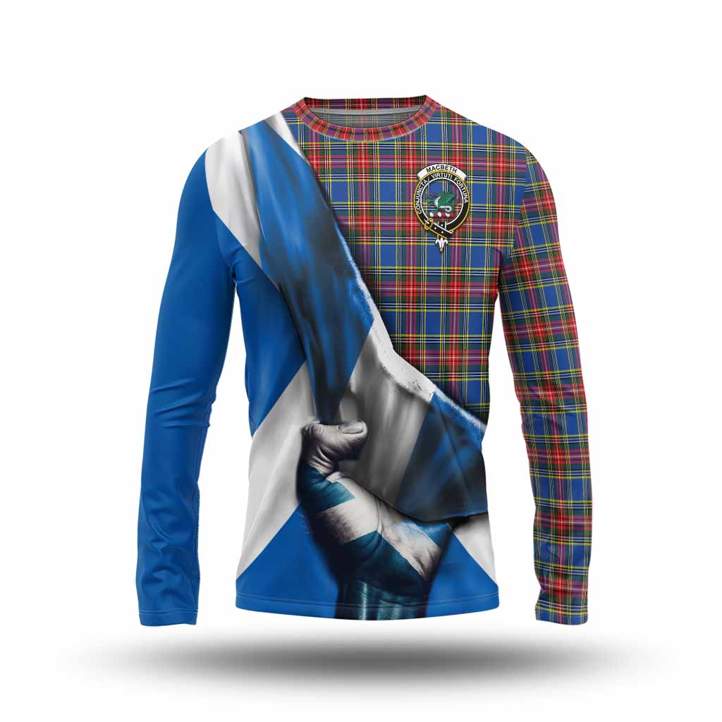MacBeth (McBeth) Tartan Long Sleeve T-Shirt with Family Crest Scotland Patriotic Style Unisex - Tartan Vibes Clothing