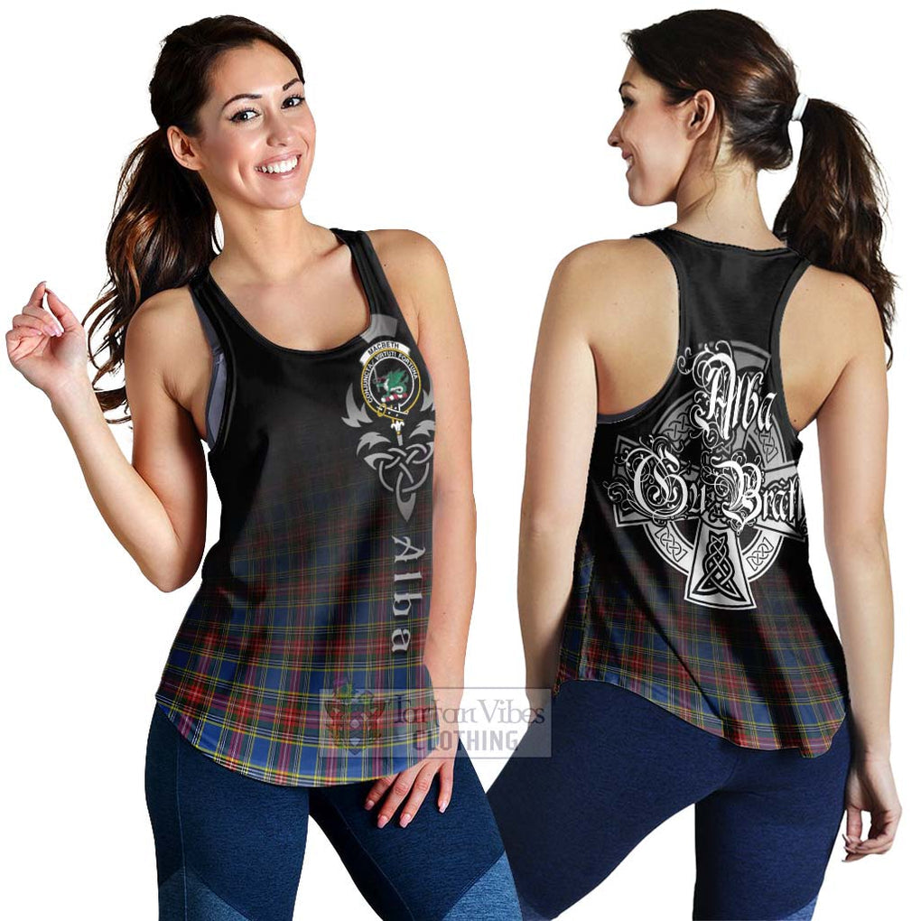 MacBeth (McBeth) Tartan Women's Racerback Tanks Featuring Alba Gu Brath Family Crest Celtic Inspired 4XL - Tartan Vibes Clothing
