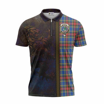 MacBeth (McBeth) Tartan Family Crest Zipper Polo Shirt Alba Gu Brath Be Brave Lion Ancient Style